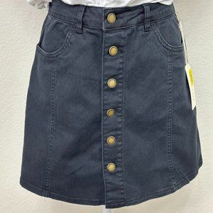 Copper Key Denim Skirt Juniors Small Black Pockets Front Buttons Cotton NEW